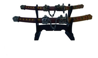 Decoração    Katana dupla com suporte 