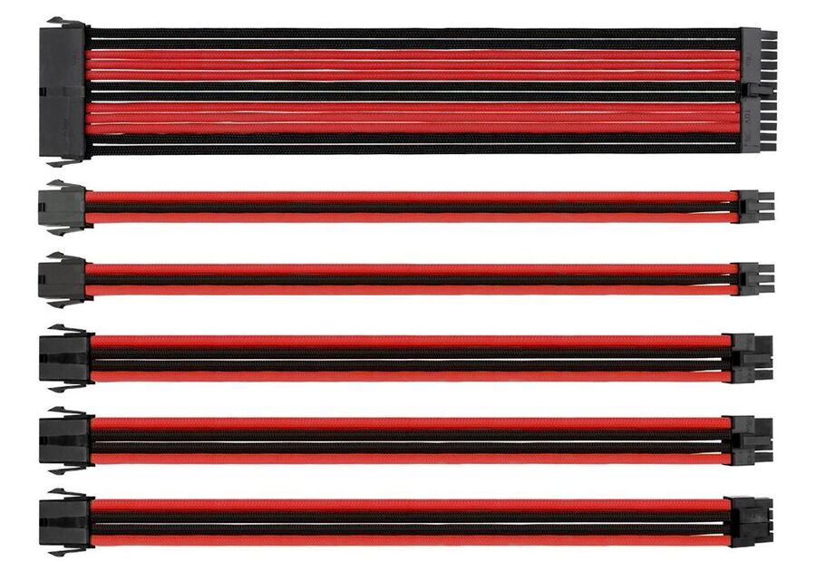 Cabo  Thermaltake Mod Sleeved 30cm Preto e Vermelho